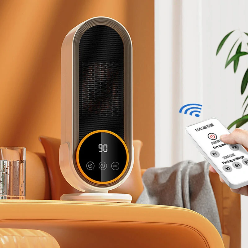 (image for) 1200W Remote Control Electric Heater Portable with LED Disaplay Desktop Fan Heater Ceramic Heating Warm Air Blower Home Office Warmer Machine for Winter