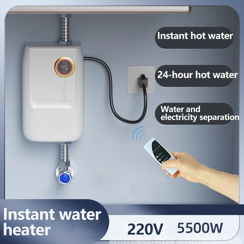 (image for) 220V 5500W Instant Hot Water Heater Constant Temperature Small Household Water Heater Quick Hot Shower 24-hour Hot Water Supply